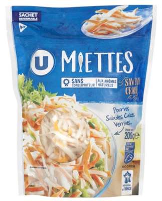 Miettes à base de chair de poisson saveur crabe, U (200 g)
