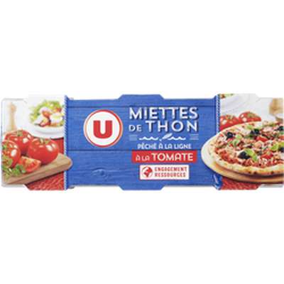 Miettes de thon tomate pêché à la canne, U (3 boîtes - 240 g)