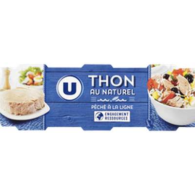 Thon au naturel pêché à la ligne, U (x 3, 168 g)