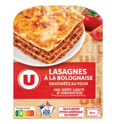 Lasagnes à la bolognaise gratinées au four, U (350 g)