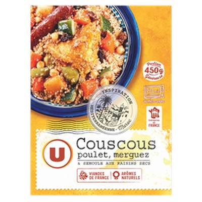 Couscous légumes poulet semoule de blé merguez, U (450 g)