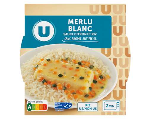 Merlu blanc sauce citron et riz, U (300 g)