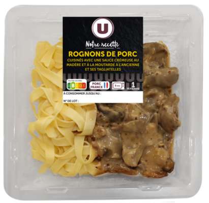 Rognons de porc sauce Madère et tagliatelles, U (300 g)