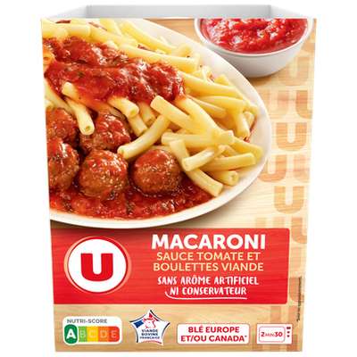 Macaroni sauce tomate et boulettes viande, U (280 g)