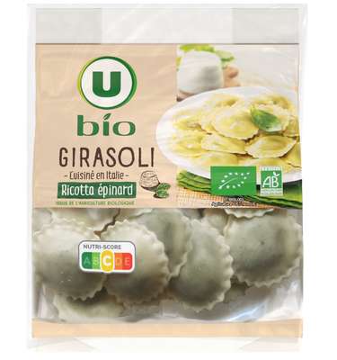Pâtes girasoli ricotta épinard BIO, U BIO (250 g)