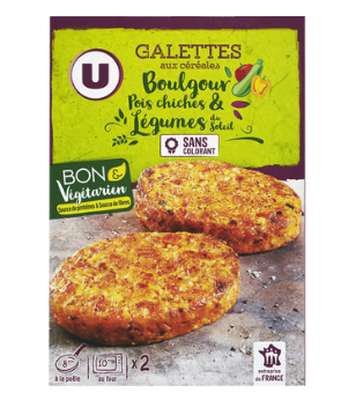 Galette boulgour, pois chiche et légumes du soleil Bon & Végétarien, U (x2, 200 g)