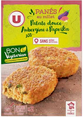 Panées au millet, patate douce, aubergine et paprika, U Bon & Végétarien (2 x 100 g)