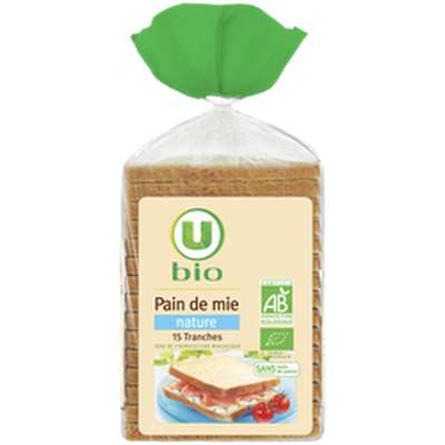 Pain de mie spécial sandwich nature grandes tranches BIO, U (500 g)