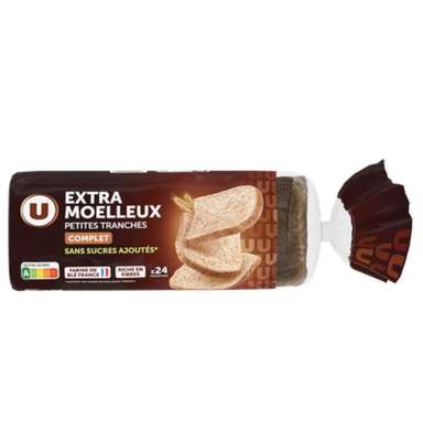 Pain de mie complet P'tites tranches, U (x 24, 500 g)