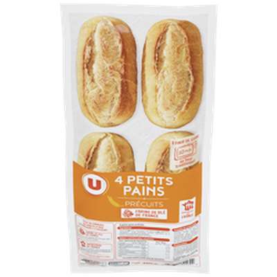 Mini pains précuits 4 pièces, U (300 g)