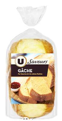 Gâche pur beurre à la crème fraîche, U Saveurs (400 g)