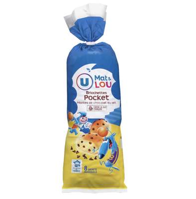 Briochettes pépites de chocolat au lait, U Mat & Lou (x8, 280 g)