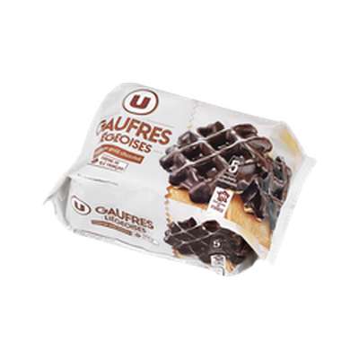 Gaufres liégeoises nappage goût chocolat, U (320 g)