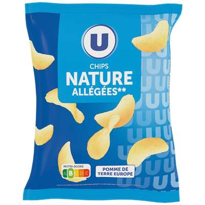 Chips nature allégées, U (100 g)