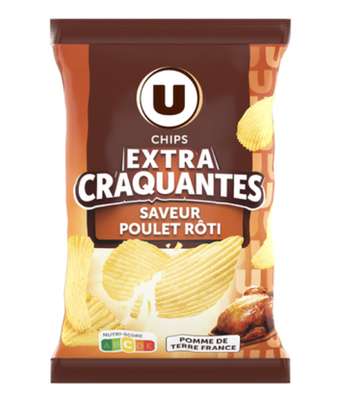 Chips ondulées saveur poulet braisé, U (135 g)