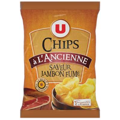 Chips à l'ancienne saveur jambon fumé, U (135 g)