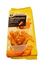 Mini-Torsades feuilletées au beurre et cheddar, U Saveurs (100 g)