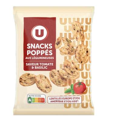 Snacks poppes saveur tomate ail basilic, U (70 g)