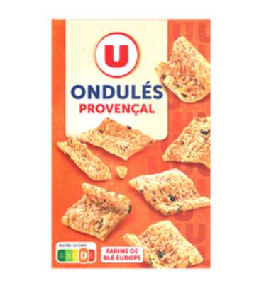 Crackers ondulés aux fromages & aux herbes provençales, U (65 g)
