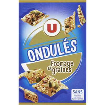 Biscuits crackers ondulés fromage et graines, U (65 g)