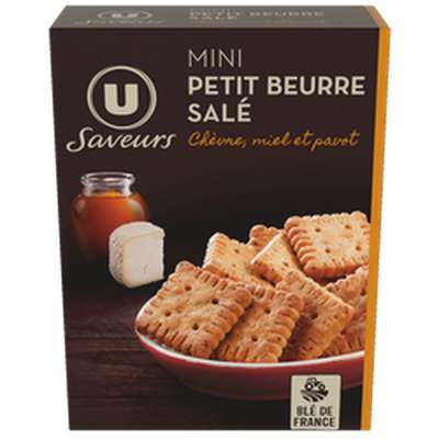Mini petit beurre chèvre miel pavot, U Saveurs (65 g)