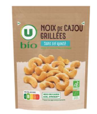 Noix de cajou grillées sans sel ajouté BIO, U BIO (100 g)