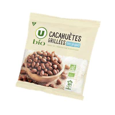 Cacahuètes grillées sans sel ajouté BIO, U (100 g)