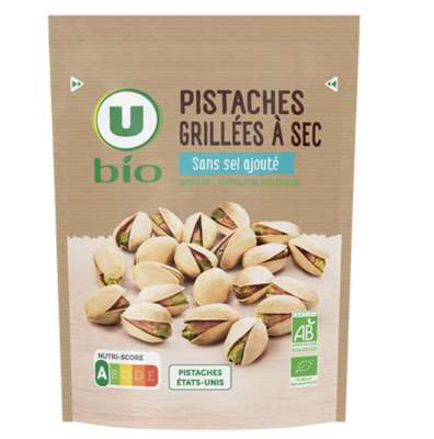 Pistaches grillées à sec sans sel ajouté, U BIO (75 g)