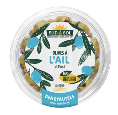Olives à l'ail, Sud & sol  (140 g)