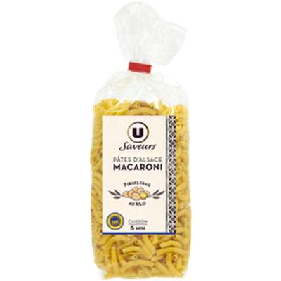 Macaroni aux oeufs frais IGP Alsace, U Saveurs (250 g)