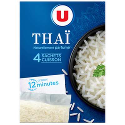 Riz long Thai en sachets cuisson, U (4 sachets x 125 g)