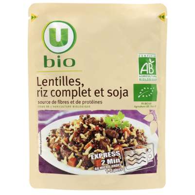 Lentilles riz complet et soja BIO, U BIO (220 g)