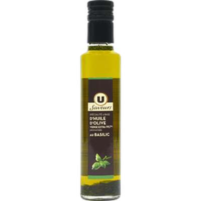 Huile d'olive vierge extra au basilic, U Saveurs (25 cl)