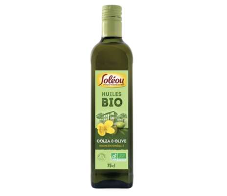 Huile de colza & d'olive BIO, Soléou (75 cl)