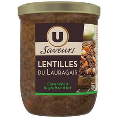 Lentilles du Lauragais cuisinées à la graisse d'oie, U Saveurs (780 g)