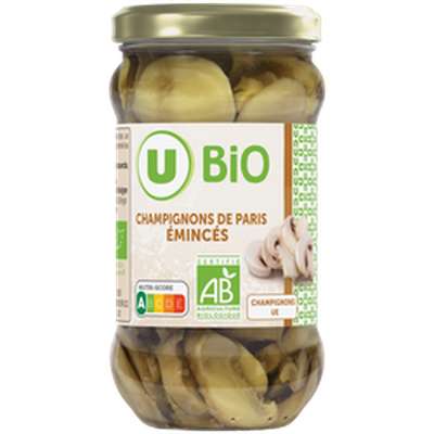 Champignons de Paris émincés, U BIO (170 g)