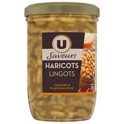 Haricots lingots cuisinés à la graisse d'oie, U SAVEURS (780 g)