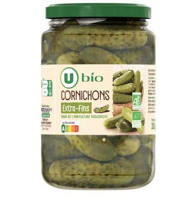 Cornichons extra fins, U BIO (185 g)