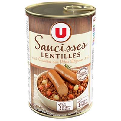 Saucisses aux lentilles, U (420 g)