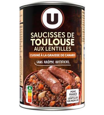 Saucisses de Toulouse aux lentilles, U (420 g)