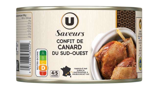 Confit de canard du Sud Ouest 4/5 cuisses, U Saveurs (1,350 kg)