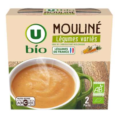 Soupe mouliné de légumes BIO, U BIO (2 x 30 cl)
