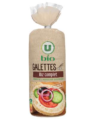 Galettes de riz complet au riz de Camargue BIO, U BIO (130 g)