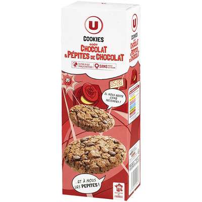 Cookies chocolat et pépites de chocolat, U (200 g)