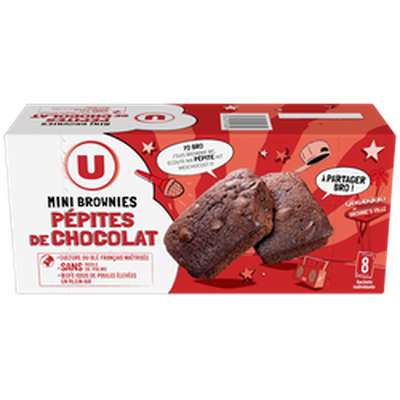 Mini brownies aux pépites de chocolat, U (x 8, 240 g)