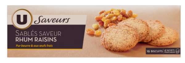 Sablés saveur rhum raisins, U Saveurs  (120 g)