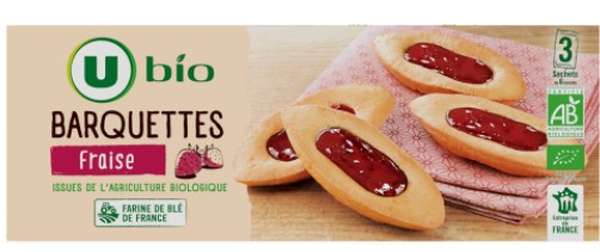 Barquettes fraise, U BIO (120 g)