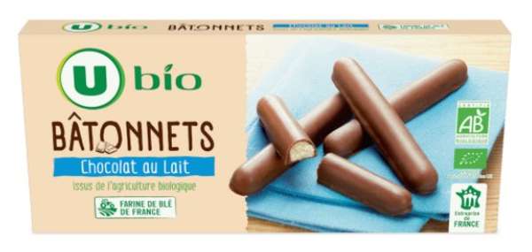 Batônnets chocolat lait, U Bio  (125 g)
