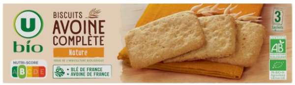 Biscuit avoine complète, U BIO (130 g)