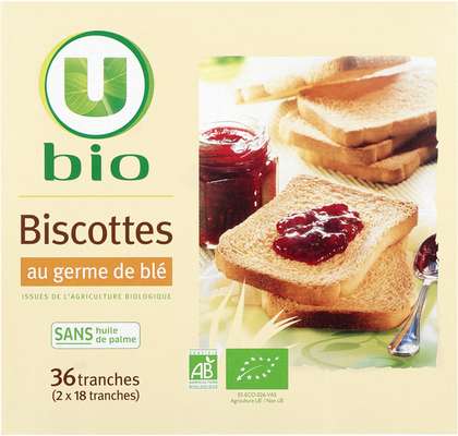 Biscottes au germes de blé, U BIO (300 g)